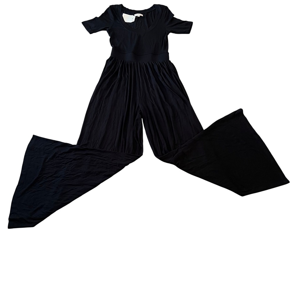 Wanderly JUMPSIUT SMALL Bali State of Mind Black‎ Wide Leg Short Sleeve NEW